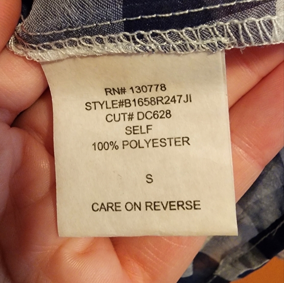 NWT Living Doll Sheer Blue Plaid Top - Picture 2 of 6